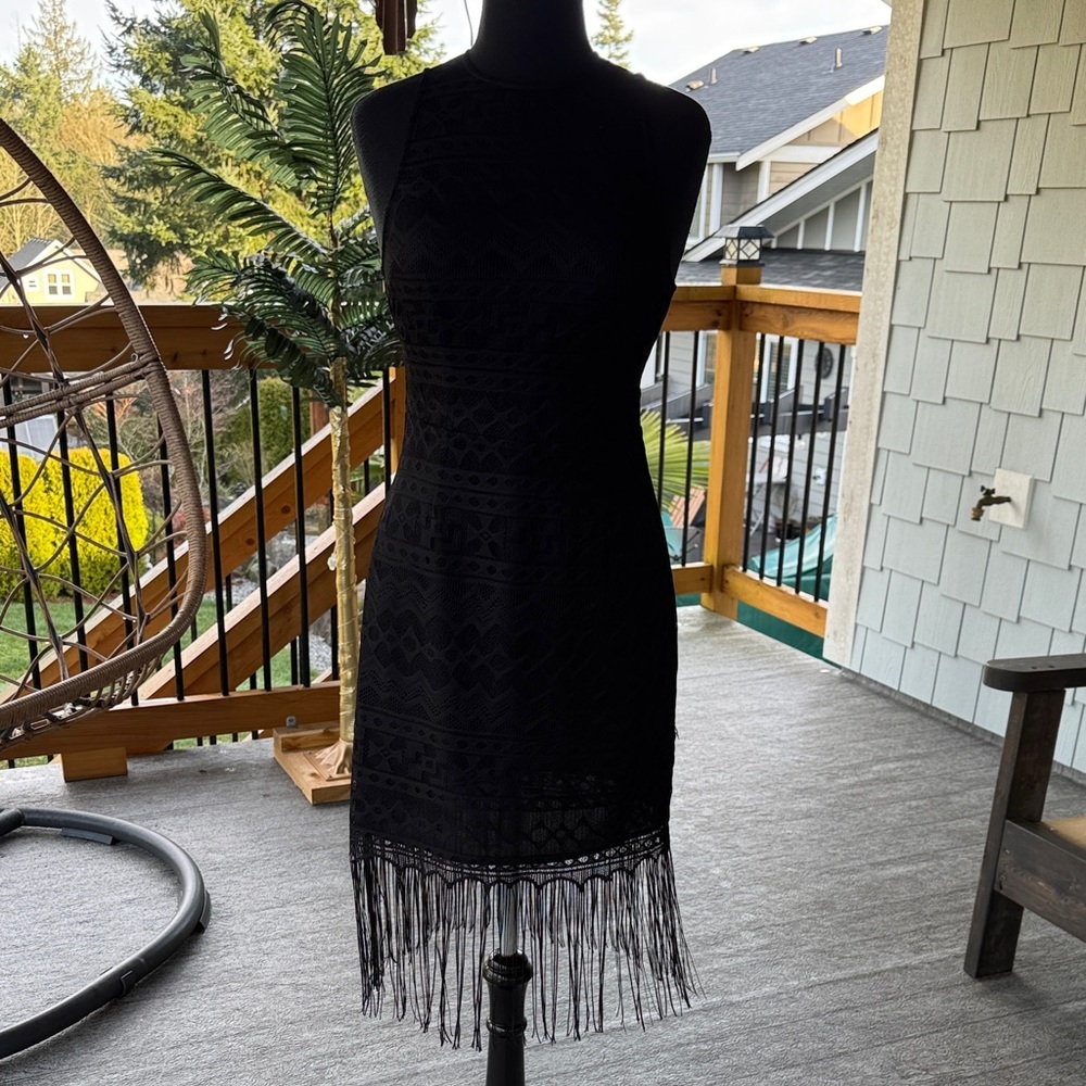 Pink Stitch | Lace Dress with Tassel Bottom